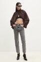 Answear Lab bluza cu mătase 56123.FLK maro WW25
