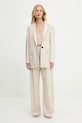 Kalhoty s příměsí lnu Answear.LAB 2627.HAK béžová WW25