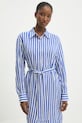 Answear Lab rochie din amestec de mătase albastru W25.66.flk