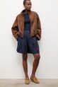 Answear.LAB szorty z lnem LD2700.hak granatowy WW25