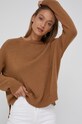 Answear Lab Sweter z domieszką kaszmiru okrągły brązowy KA628245.1.AJ