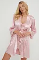 Hodvábny pyžamový set Answear Lab Silk Blend ružová