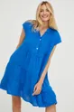Λινό φόρεμα Answear Lab μπλε