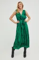 Φόρεμα με μετάξι Answear Lab Silk Blend πράσινο
