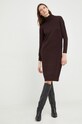 Haljina s primjesom vune Answear.LAB 908.js1 smeđa WZ22