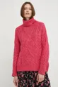 Answear Lab sweter z domieszką wełny różowy