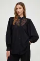 μαύρο Βαμβακερό πουκάμισο Answear Lab X limited collection NO SHAME