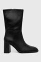 Μποτάκια Answear.LAB απομίμηση λείου δέρματος μαύρο M3825.HWK