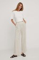 Kalhoty s lněnou směsí Answear.LAB 2717.WK béžová WZ23