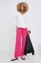 Παντελόνι με λινό Answear Lab ροζ