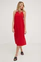 Answear Lab sukienka z domieszką lnu czerwony