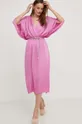 Φόρεμα από συνδιασμό μεταξιού Answear Lab ροζ