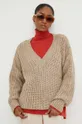 beżowy Answear Lab sweter z wełną