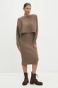 Answear Lab rochie și pulover forma V maro W2059AB.HLK