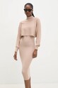 Answear Lab rochie și pulover mc9018.FLK maro
