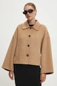 Answear.LAB kurtka wełniana bez kaptura brązowy m.2433fos