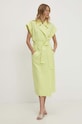 Φόρεμα με λινό Answear.LAB 250206.HWK πράσινο WZ24