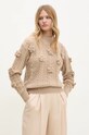 Answear.LAB sweter z wełną okrągły brązowy c8077.ilk