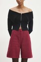Answear Lab pantaloni scurti jeans bumbac burgundia sh2301.ims