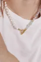 Ogrlica iz srebra prevlečenega z zlatom ANIA KRUK Ariel  Srebra pozlačeno s 24k zlatom, Biser, Nefrit