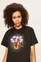 czarny Local Heroes - T-shirt Black Flower