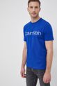 modrá Calvin Klein - Bavlněné tričko Pánský