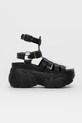 Sandale Altercore Pompeii Vegan Black imitacija zrnate kože crna POMPEII.VEGAN.BLACK