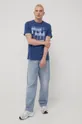 Βαμβακερό μπλουζάκι Cross Jeans μπλε