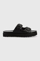 Kožne natikače Charles Footwear Luisa ravna crna Luisa.Sandal