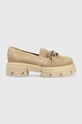 Δερμάτινα μοκασίνια Charles Footwear Mey ίσια πλατφόρμα μπεζ Mey.Loafer