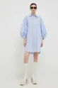 Silvian Heach sukienka bawełniana blady niebieski