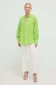 Бавовняна блузка Silvian Heach зелений