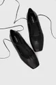 fekete Wojas bőr balerina cipő