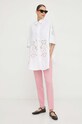 Liviana Conti pantaloni in lino misto F4SP43 rosa ZS24