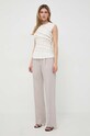 Liviana Conti spodnie z domieszką wełny F4SP41 beżowy ZS24