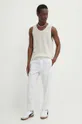 Solid spodnie lniane biały