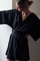 MUUV. rochie din amestec de in MAISON MAHALI mini negru suk.kimono.MAISONMAHALI