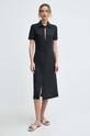 Liviana Conti vestito di lino mini nero L4SL25