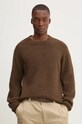 Solid sweter z domieszką wełny okrągły brązowy 21108278.190814