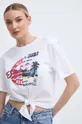 білий Бавовняна футболка Silvian Heach Жіночий