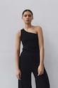 MUUV. tricou din amestec de lana SUIS uni negru asym.koszulka.SUIS