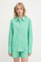 Silvian Heach cămașă din bumbac TANDAM cu modele turcoaz GPP25446CA