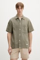 Marc O'Polo Košeľa pánska s ľanom zelená 5000010072
