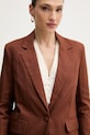 Silvian Heach marynarka jednorzędowa damska lniana PILLIK brązowy GPP26062GC