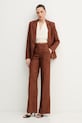 Silvian Heach spodnie straight damskie lniane PLIMPI GPP26064PA brązowy ZS26