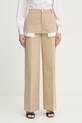Silvian Heach spodnie straight damskie bawełniane SPANIT beżowy CVP26025PA