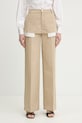 Silvian Heach spodnie straight damskie bawełniane SPANIT beżowy CVP26025PA