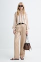 Marc O'Polo spodnie damskie z dodatkiem lnu 5000014070 beżowy ZS26