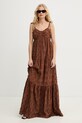 Silvian Heach летнее платье из хлопка TAPLA коричневый GPP26303VE