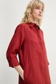 Marc O'Polo sukienka koszulowa lniana czerwony 5000014022